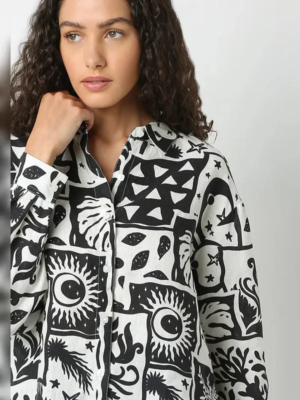 VERO MODA cotton white printed shirt for women