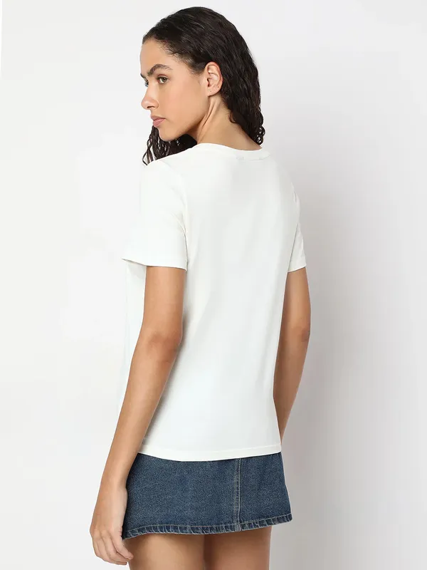 VERO MODA cotton white t-shirt in printed
