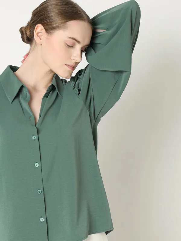VERO MODA green polyester shirt