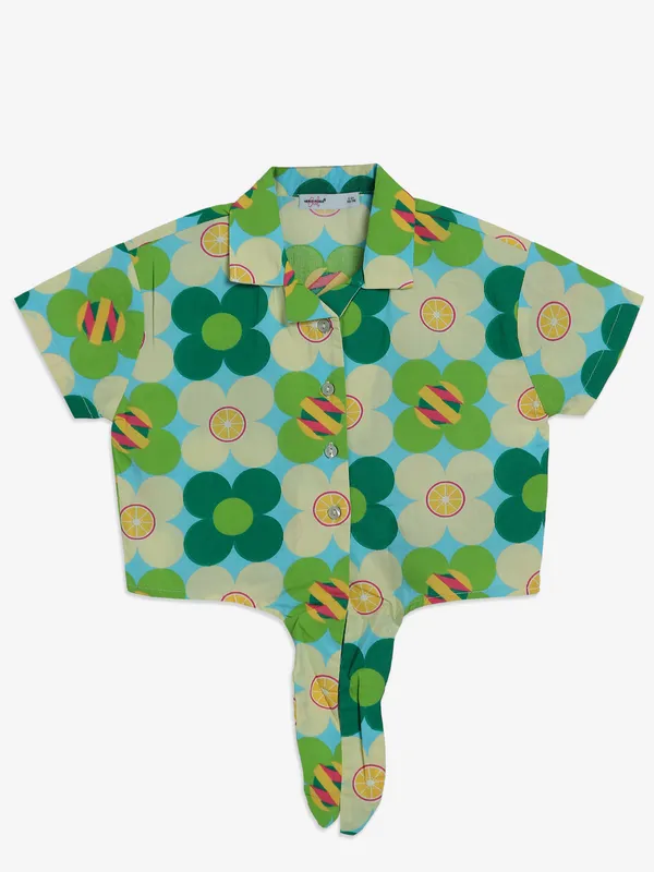 VERO MODA green printed cotton shirt
