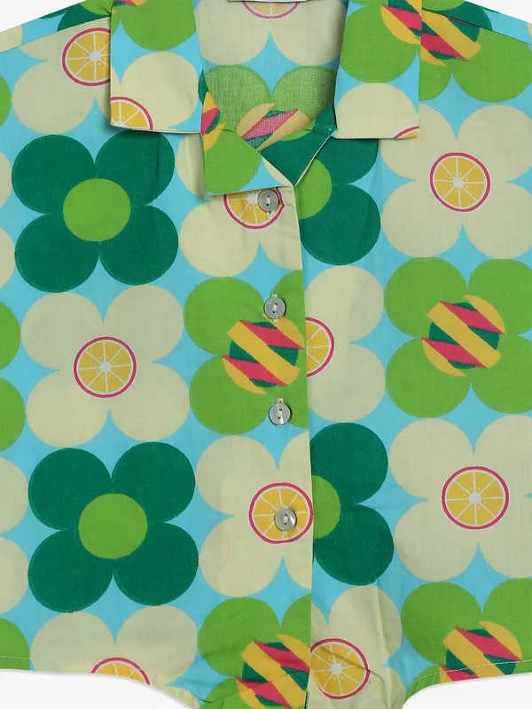VERO MODA green printed cotton shirt