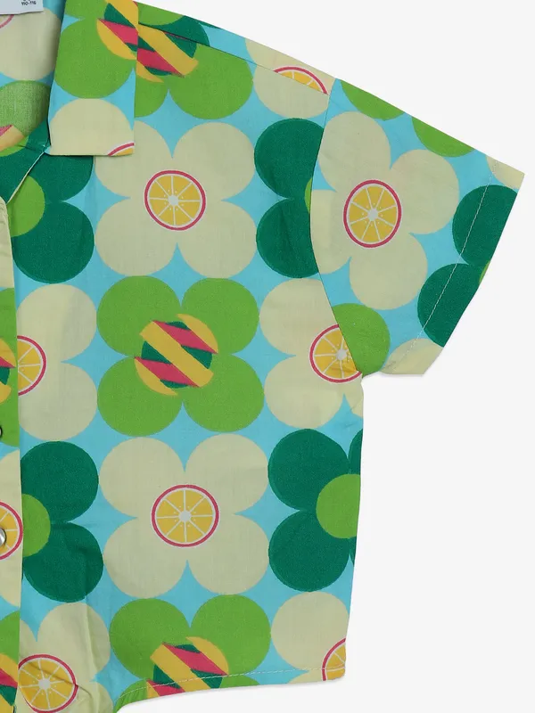 VERO MODA green printed cotton shirt