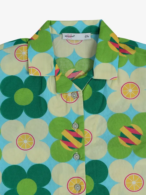 VERO MODA green printed cotton shirt