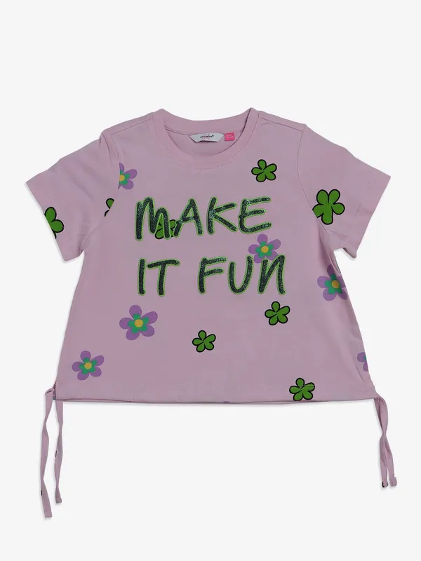 VERO MODA light purple floral printed t-shirt