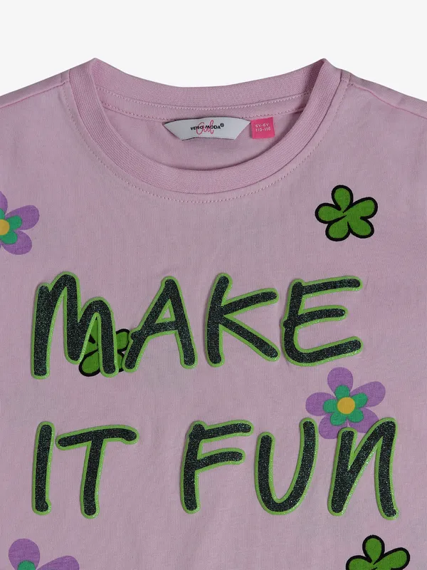 VERO MODA light purple floral printed t-shirt