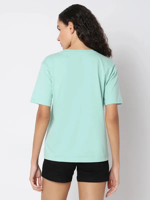 VERO MODA mint blue printed cotton t-shirt