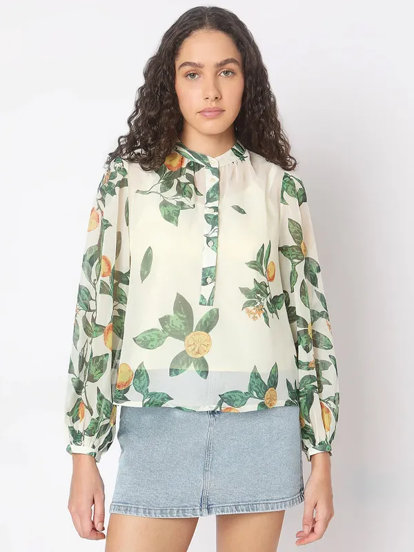 VERO MODA off-white printed top
