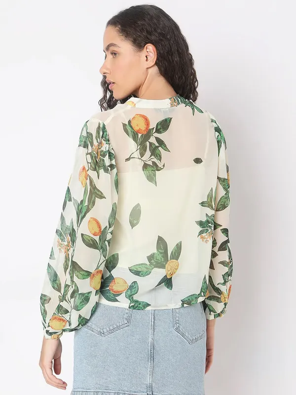 VERO MODA off-white printed top
