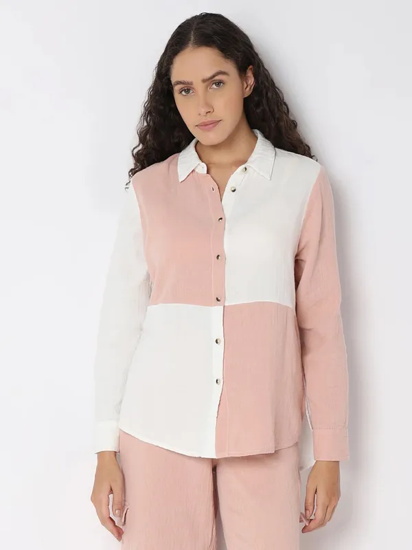 VERO MODA peach color block shirt