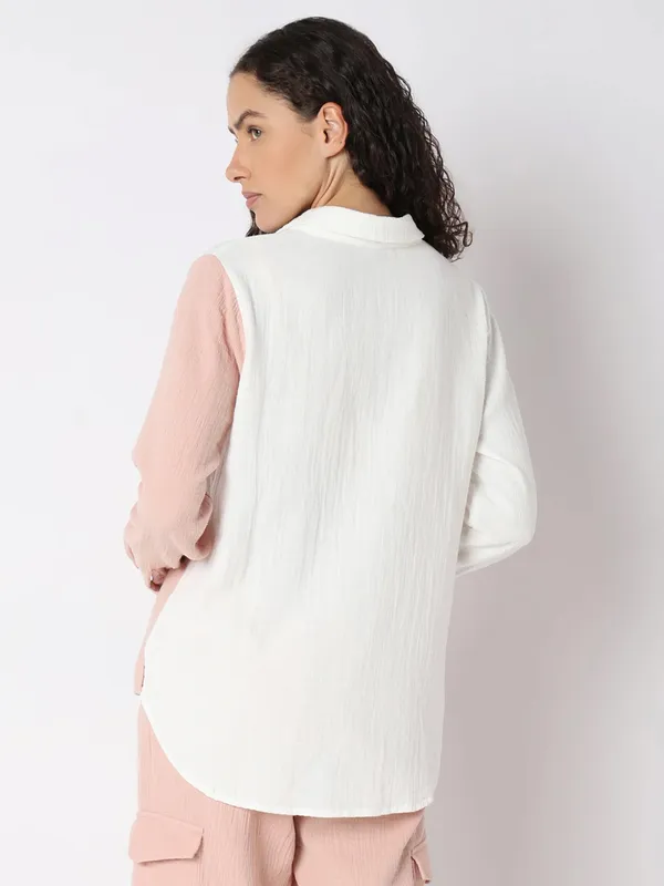 VERO MODA peach color block shirt