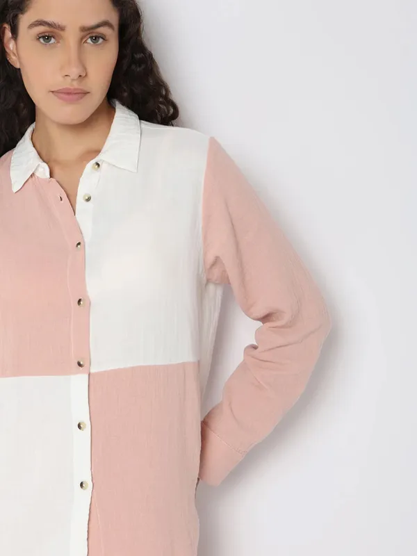 VERO MODA peach color block shirt