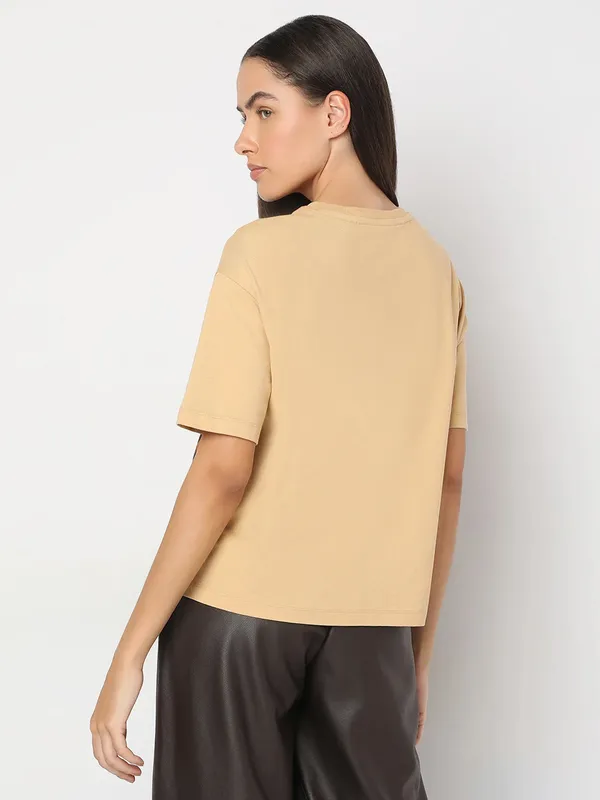VERO MODA peach printed cotton t-shirt