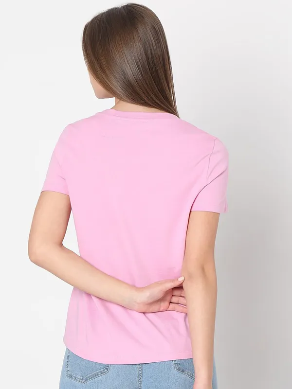 VERO MODA pink cotton casual t-shirt