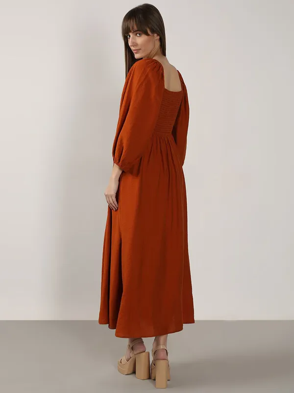 VERO MODA plain maroon cotton dress