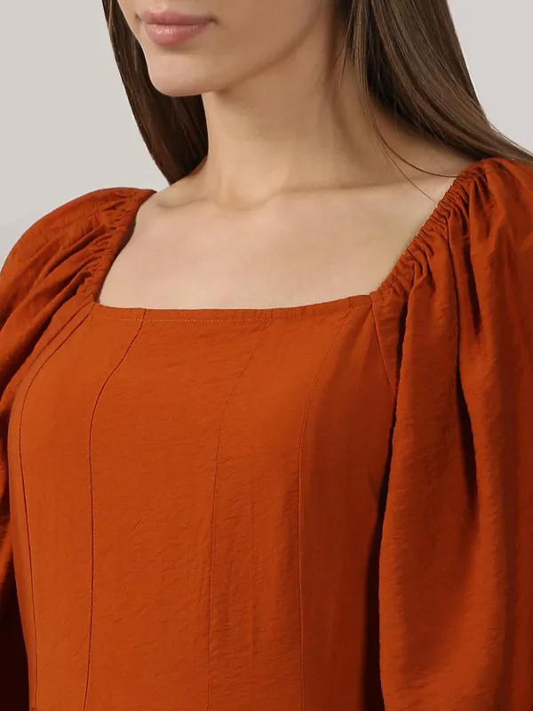 VERO MODA plain maroon cotton dress