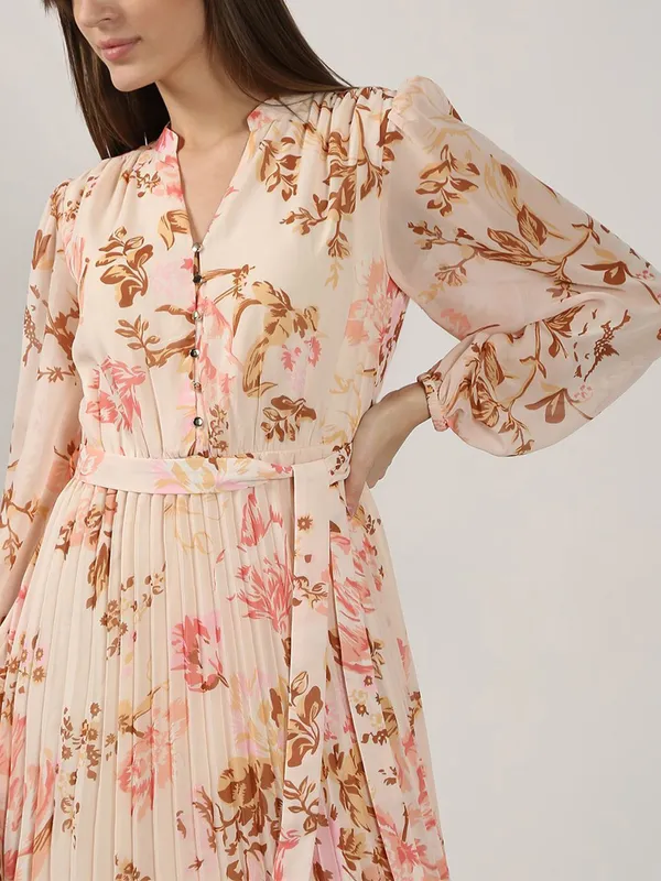 VERO MODA printed beige cotton dress