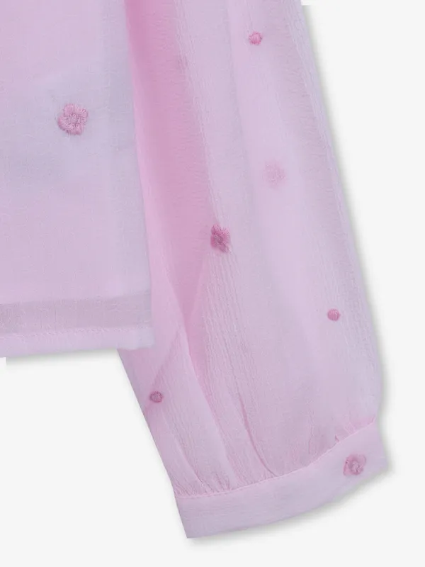 VERO MODA printed light pink cotton crop shirt