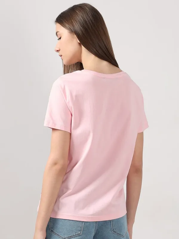 VERO MODA printed pink cotton t-shirt
