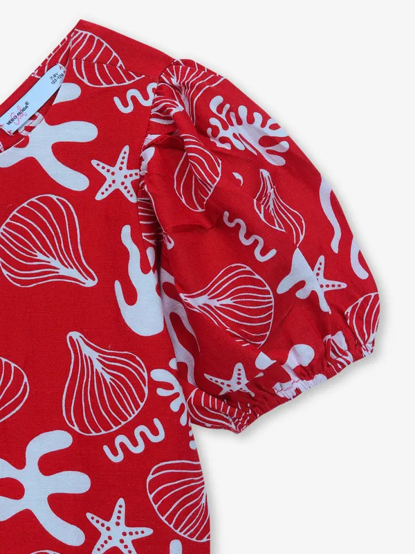 VERO MODA printed red cotton crop top