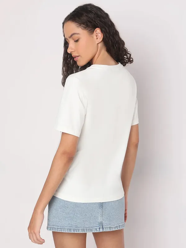 VERO MODA printed white cotton t-shirt