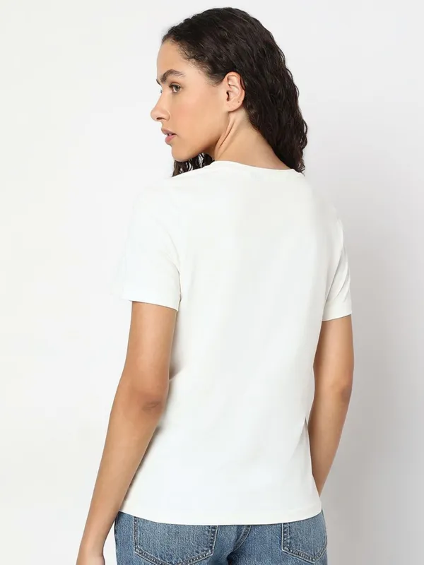 VERO MODA printed white cotton t-shirt for women