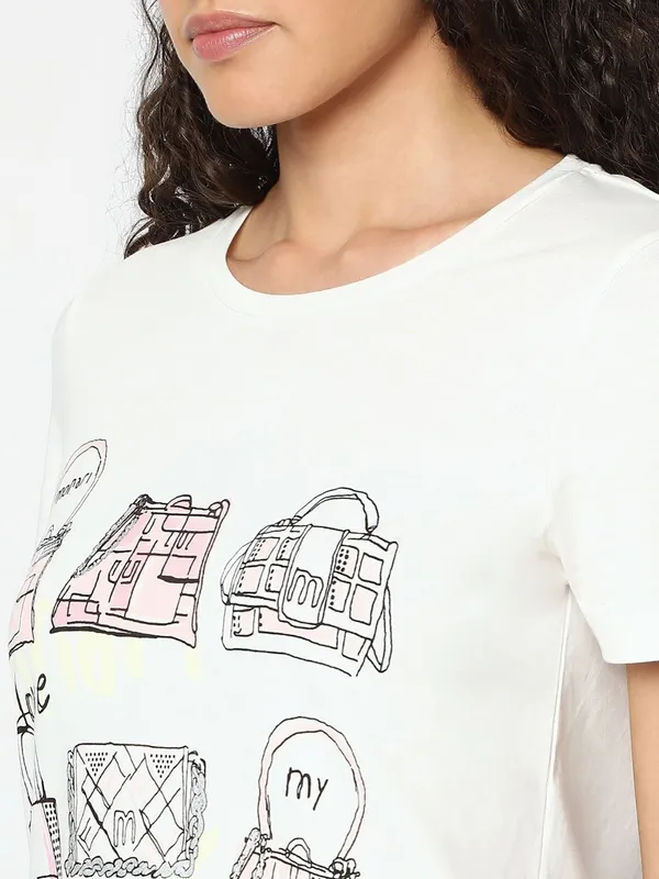 VERO MODA printed white cotton t-shirt for women