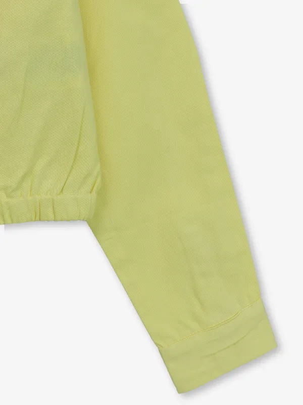 VERO MODA printed yellow cotton crop shirt