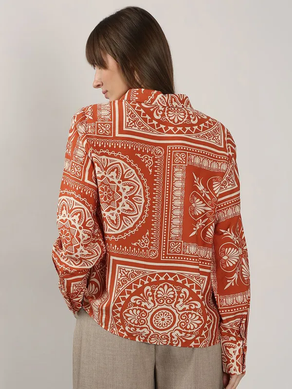 VERO MODA satin silk dark orange shirt for women