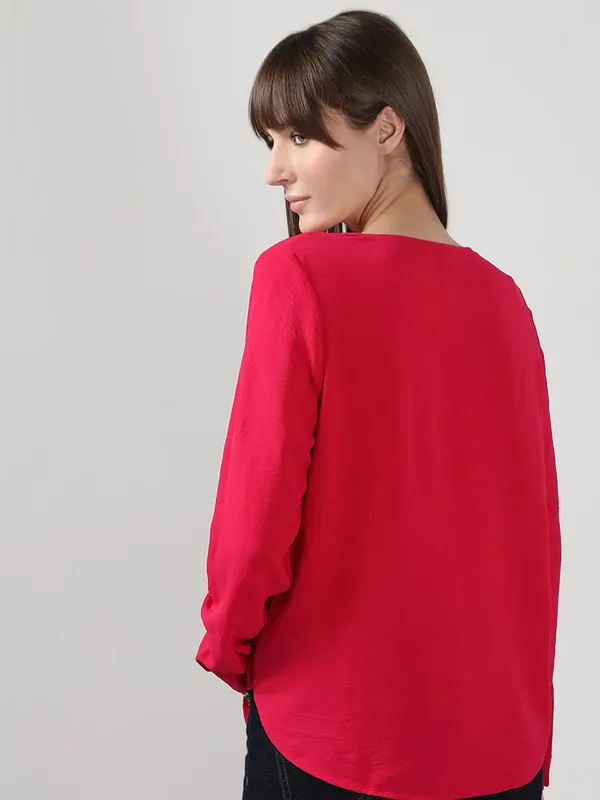 VERO MODA satin silk red shirt for women