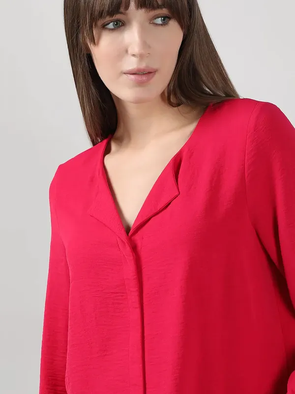 VERO MODA satin silk red shirt for women