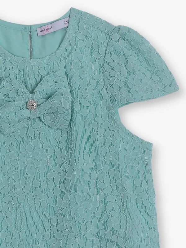 VERO MODA sea green cotton cutwork top