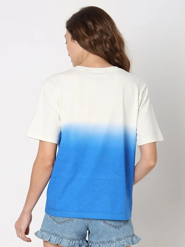 VERO MODA white and blue printed t-shirt