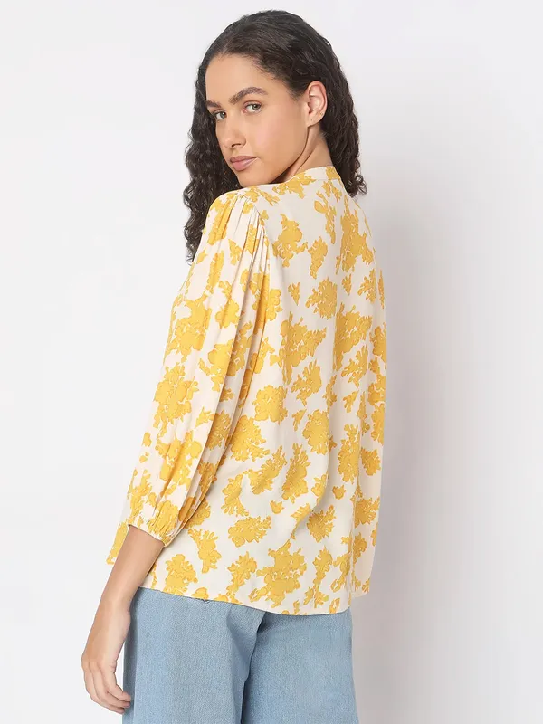 VERO MODA white and yellow cotton shirt
