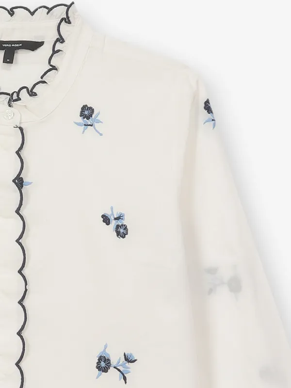 VERO MODA white cotton embroidery top