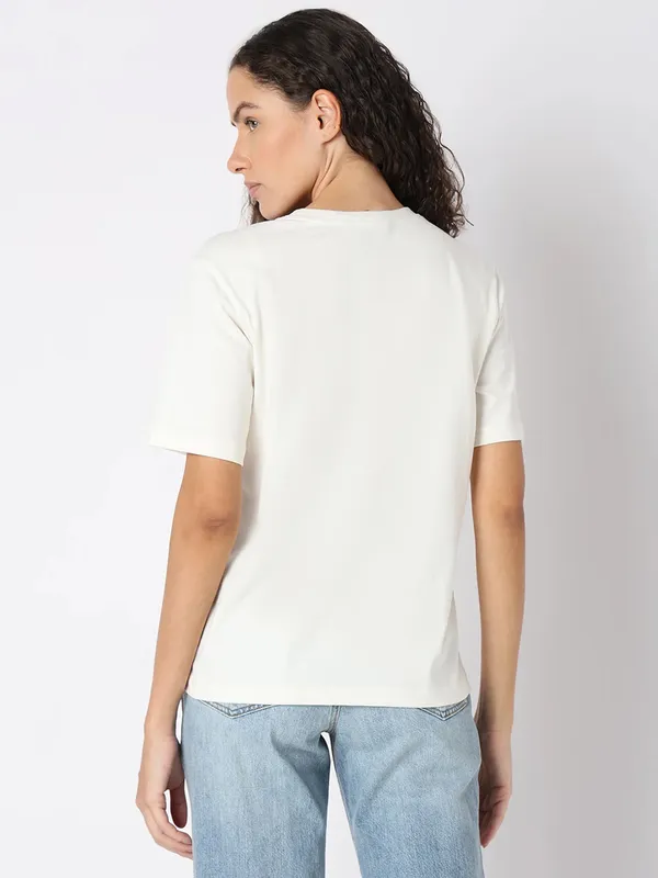 VERO MODA white cotton printed t-shirt