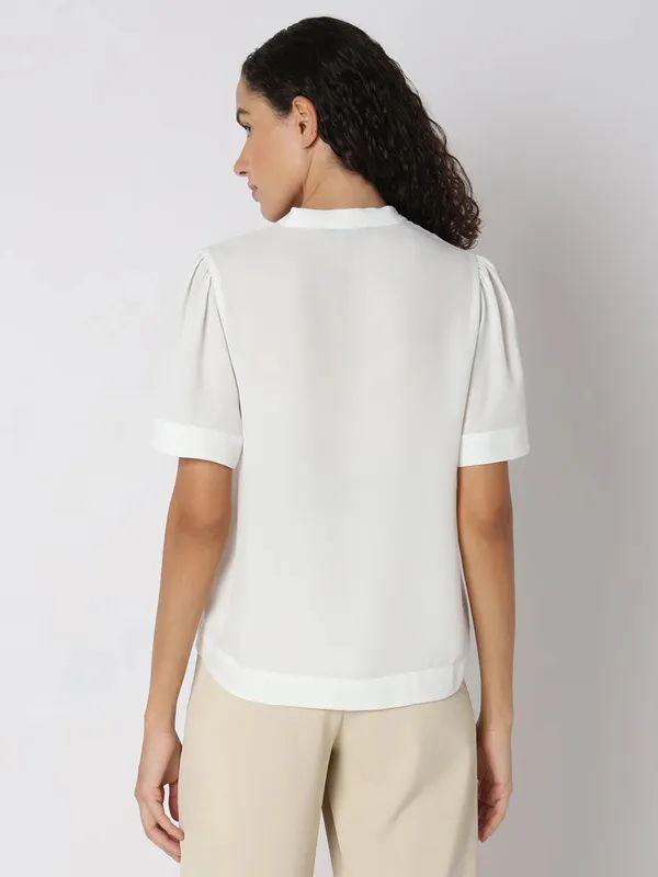 VERO MODA white polyester plain top
