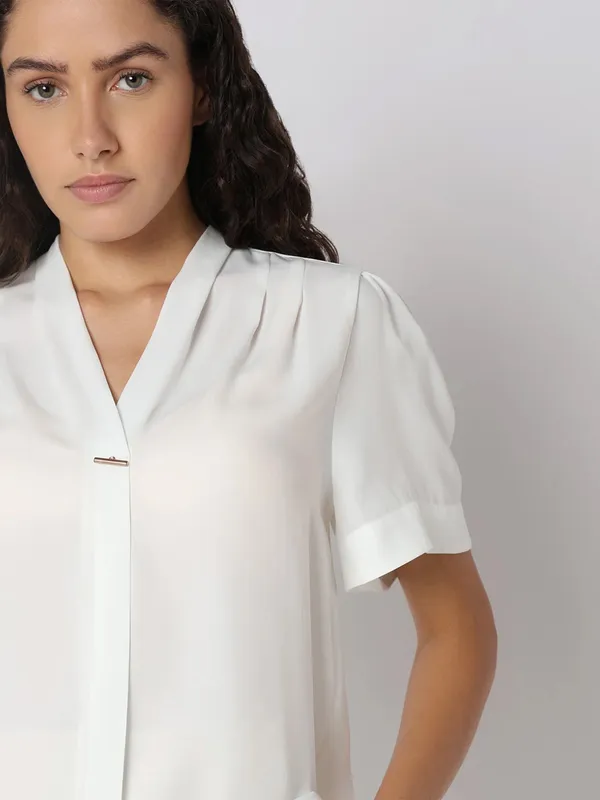 VERO MODA white polyester plain top