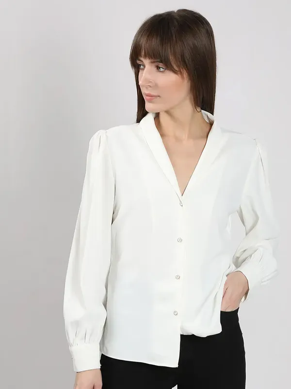VERO MODA white satin silk shirt for women