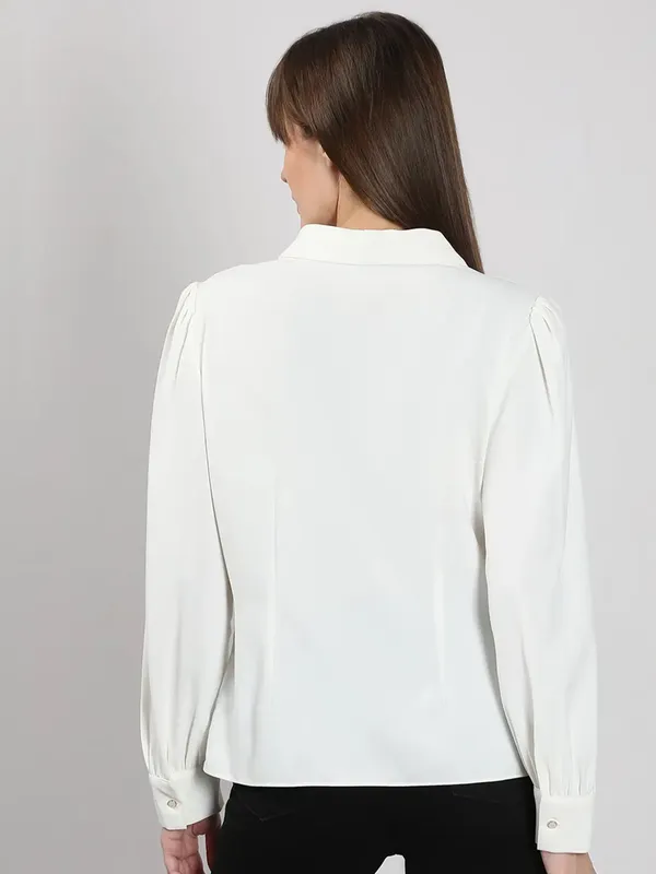VERO MODA white satin silk shirt for women