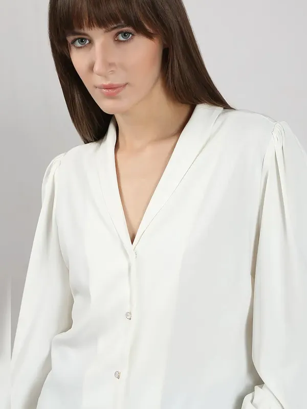 VERO MODA white satin silk shirt for women