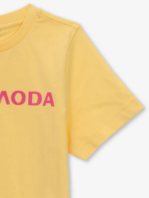 VERO MODA  yellow plain cottont-shirt