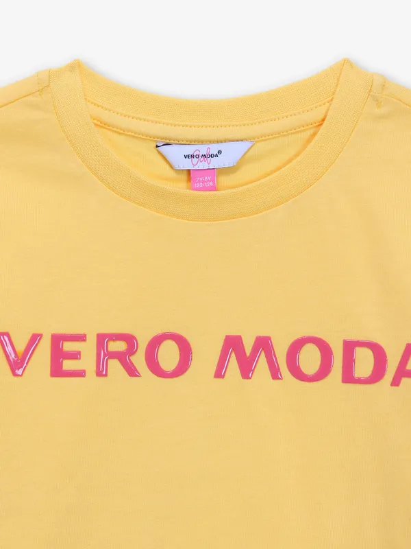 VERO MODA  yellow plain cottont-shirt