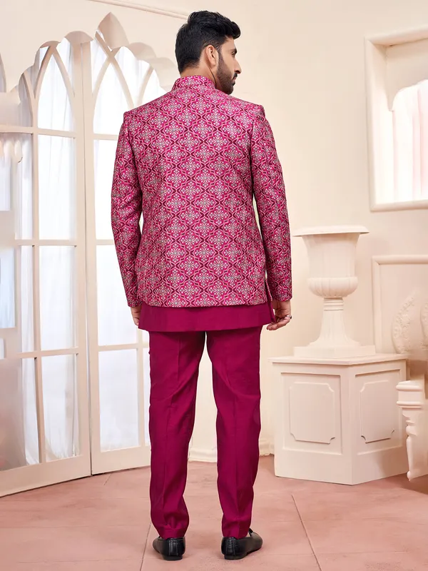 Vibrant rani printed indo western for wedding and reception