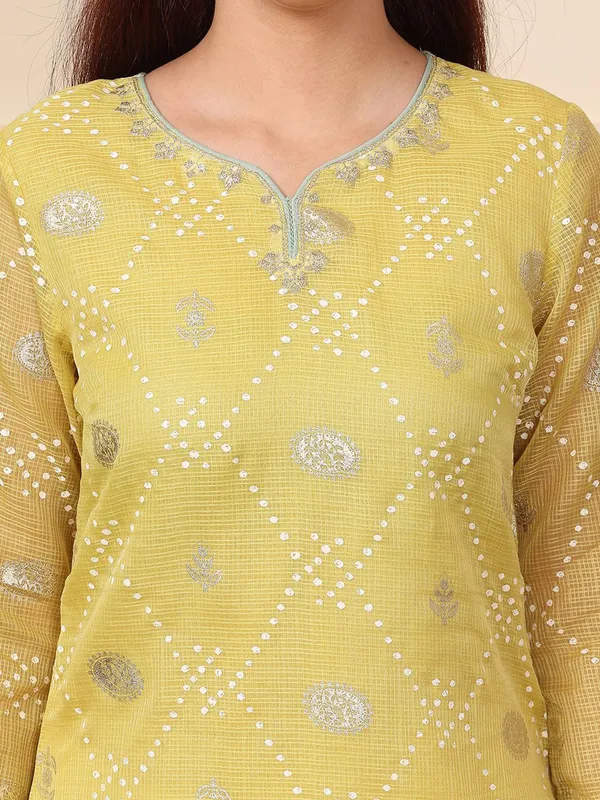 Vibrant yellow cotton kurti for women