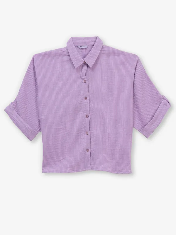 Violet cotton shirt with stripe