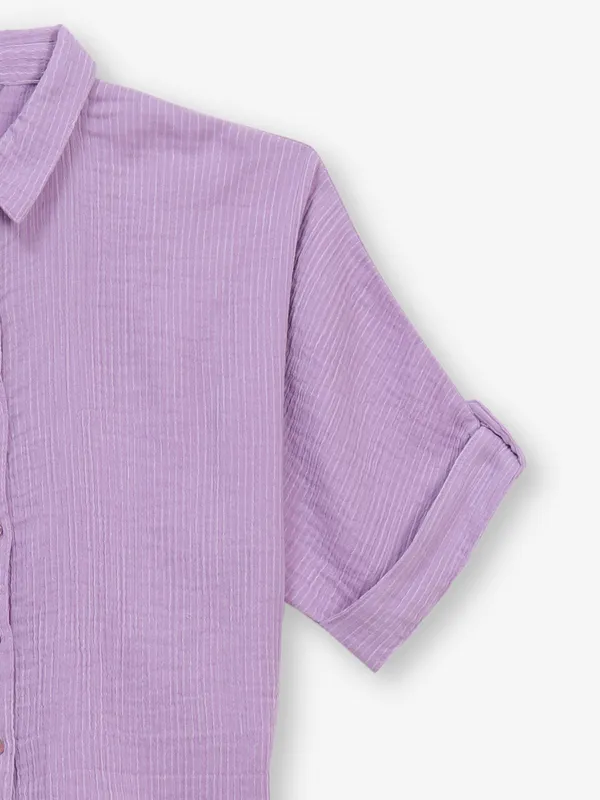Violet cotton shirt with stripe