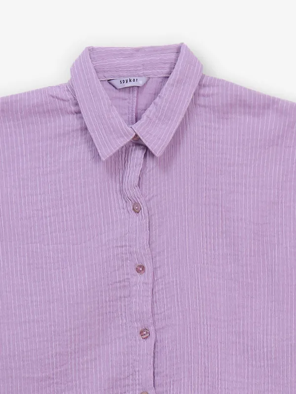 Violet cotton shirt with stripe