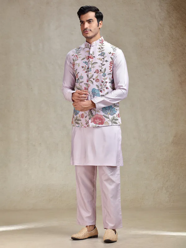 Violet flower pattern waistcoat set for reception