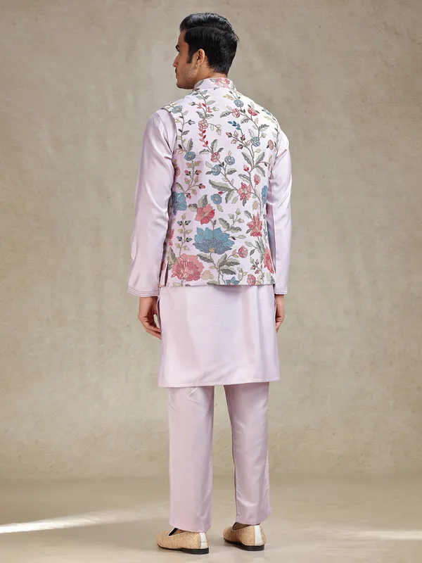Violet flower pattern waistcoat set for reception