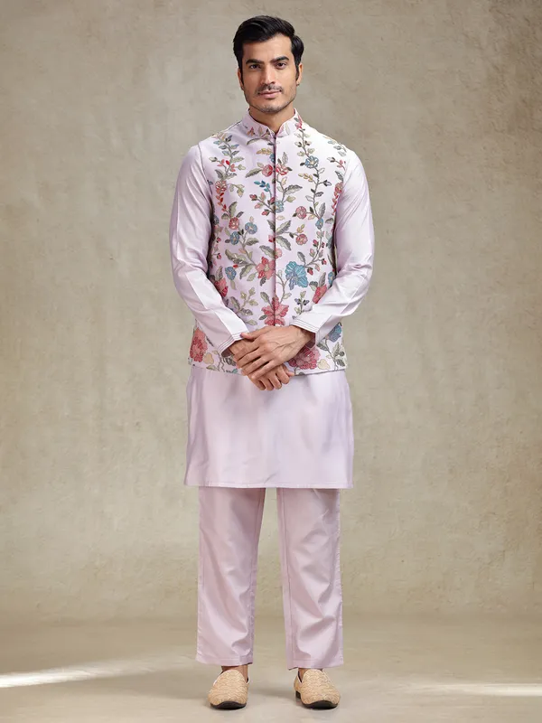 Violet flower pattern waistcoat set for reception